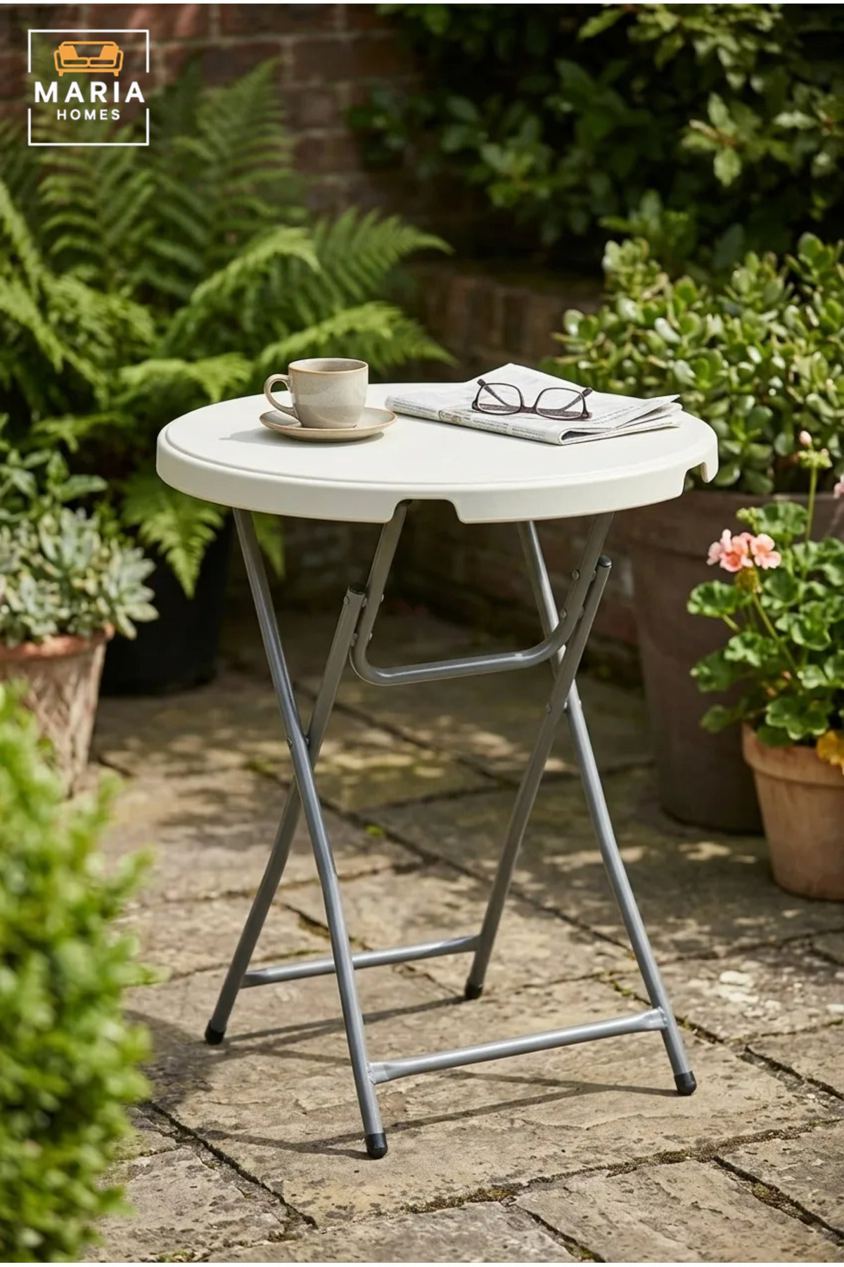 Portable Round Folding Bar Table with Metal Legs, Space-Saving Tall Cocktail Table for Parties, Events, Catering, Garden, Balcony and Indoor Use