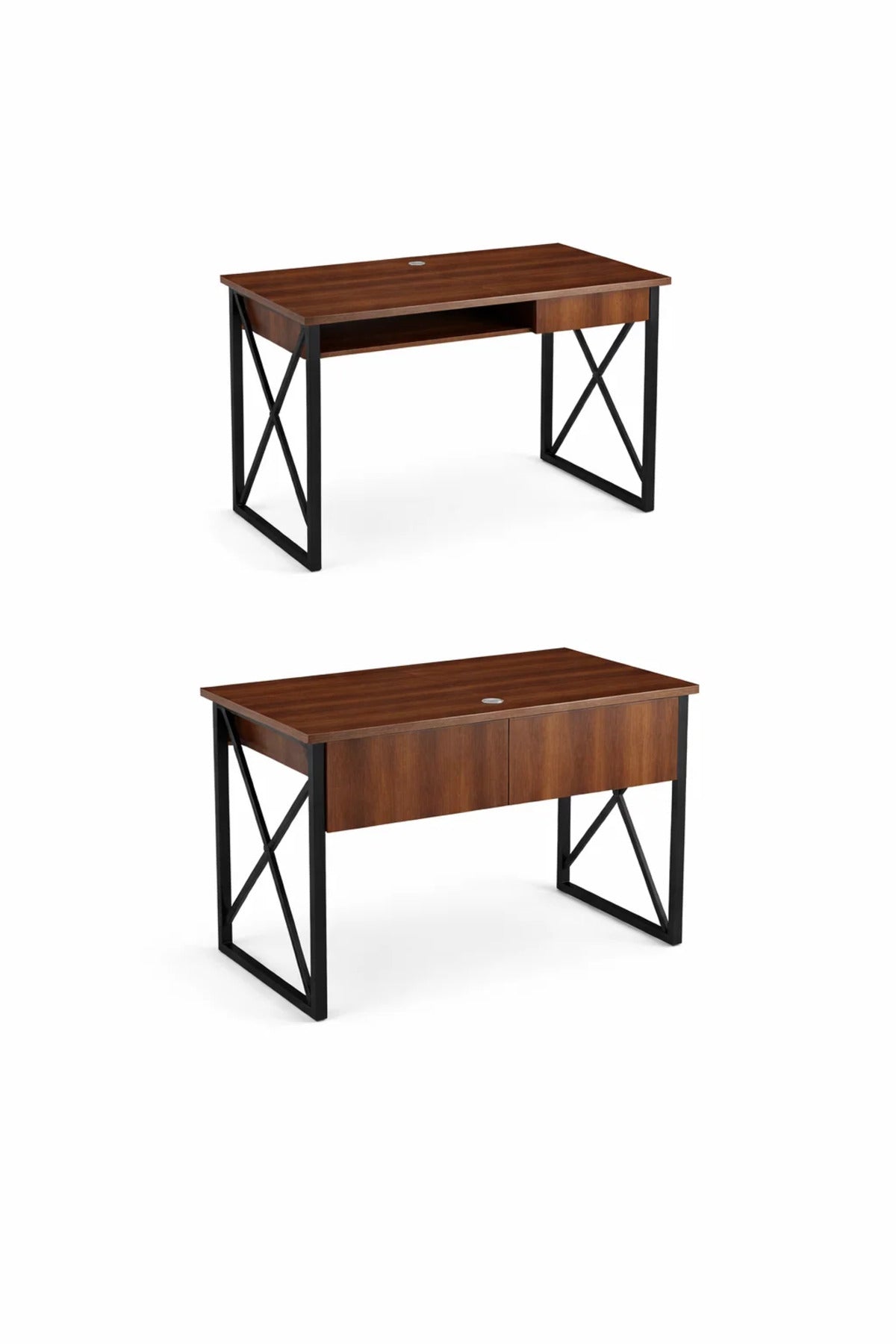 Modern Brown Office Desk with Metal Frame 100 _ 50 75 cm modern brown office
