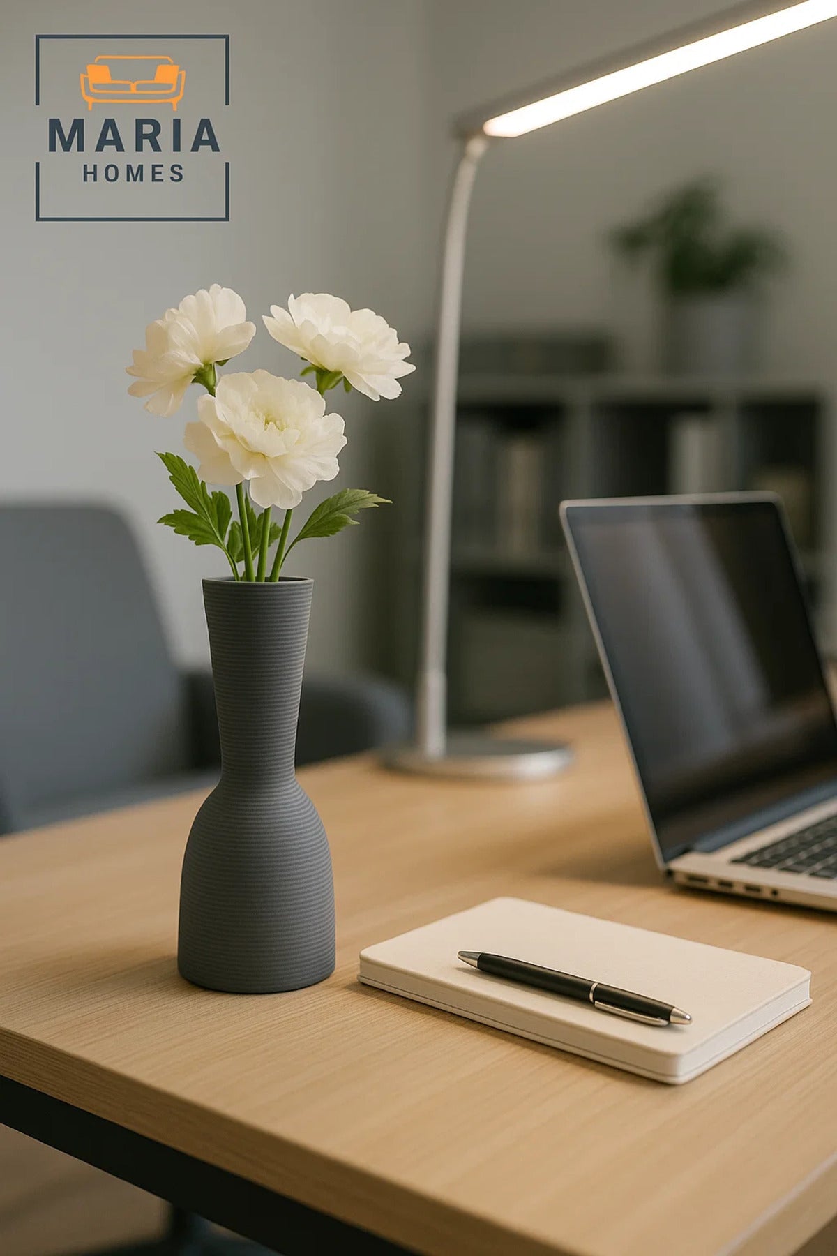 Modern Grey Decorative Vase Ð Sculpted Ceramic Table Vase with Textured Finish