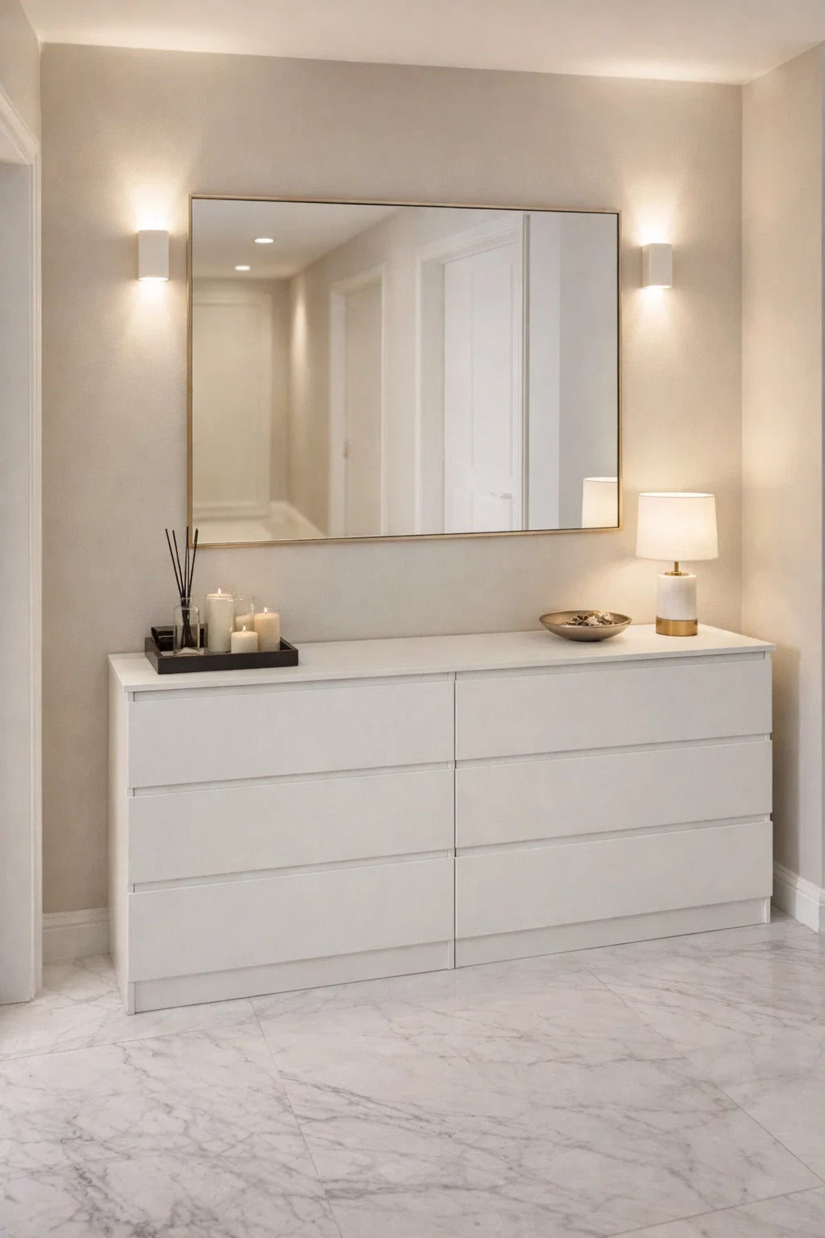 Modern White 6-Drawer Storage Cabinet Dresser for Bedroom Living Room 160x50x80cm Large Chest