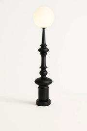 Sculptural Black Floor Lamp with Frosted Globe Shade