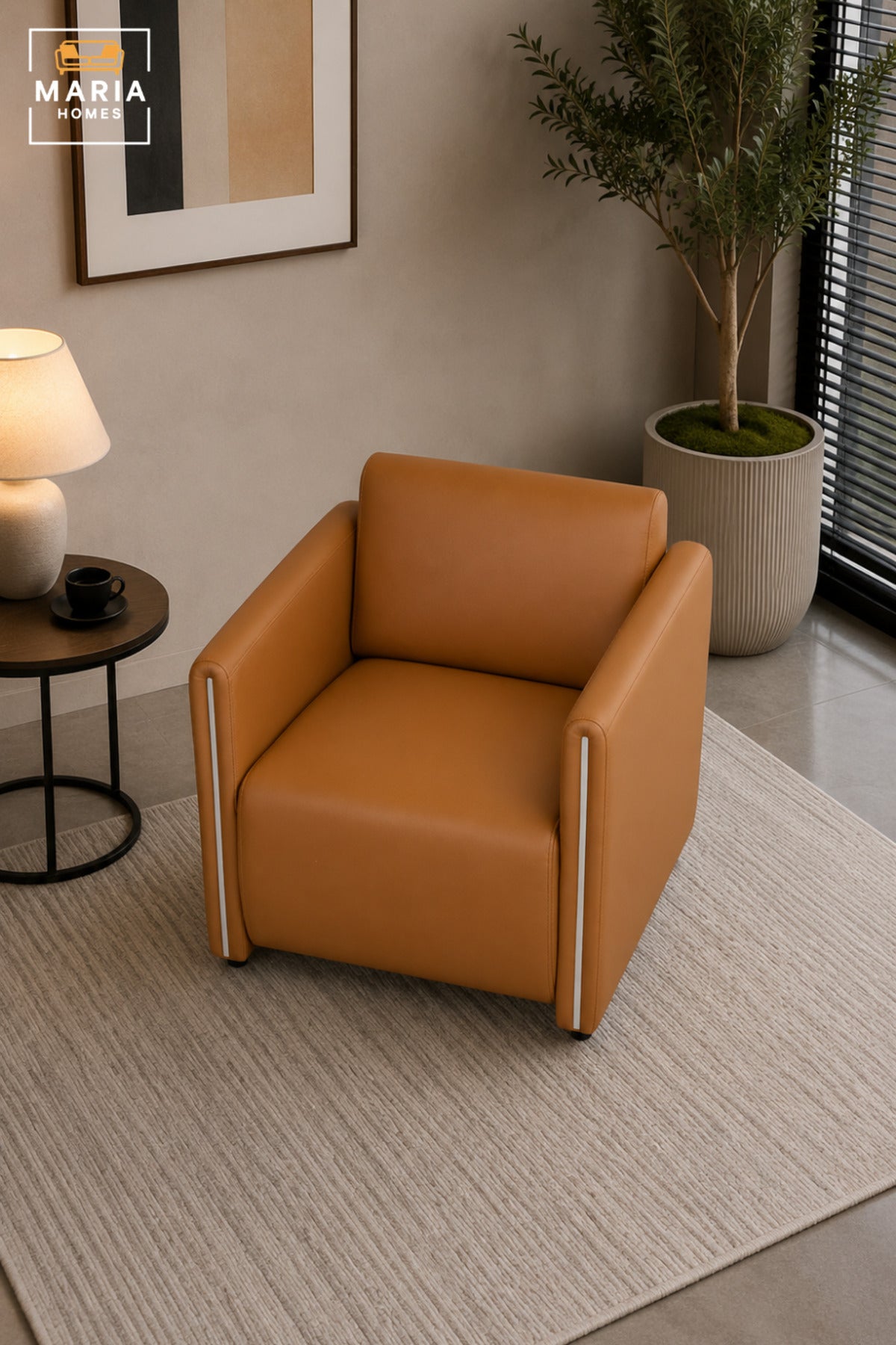Modern Single Seater Upholstered Armchair with Padded Seat & Sleek Armrests | Contemporary Accent Chair for Office, Reception, Lounge & Living Room