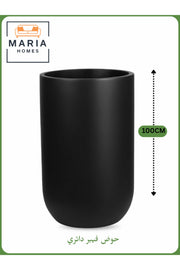 Fiber Circular Pot 100x60 cm Ð Large Indoor Decorative Planter in Black