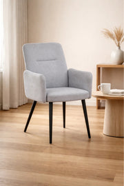 Light Grey Armchair with Black Metal Legs, 90x55x47 CM light grey armchair Dining Room