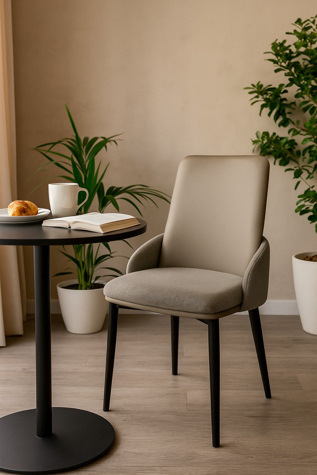 Gray Dining Chair Ð Modern Upholstered Chair with PU Leather Back and Fabric Seat for Dining Room &