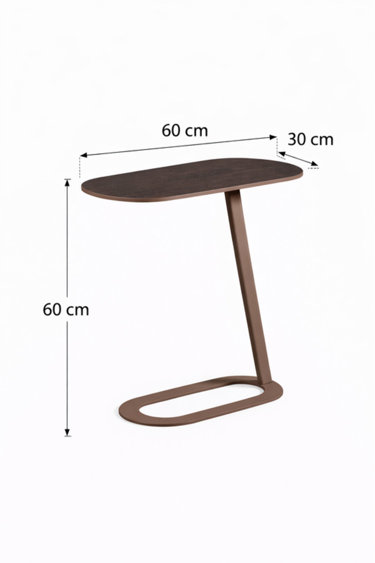 Modern Brown Side Table with Sleek Metal Base, 60x30x60 CM modern brown side