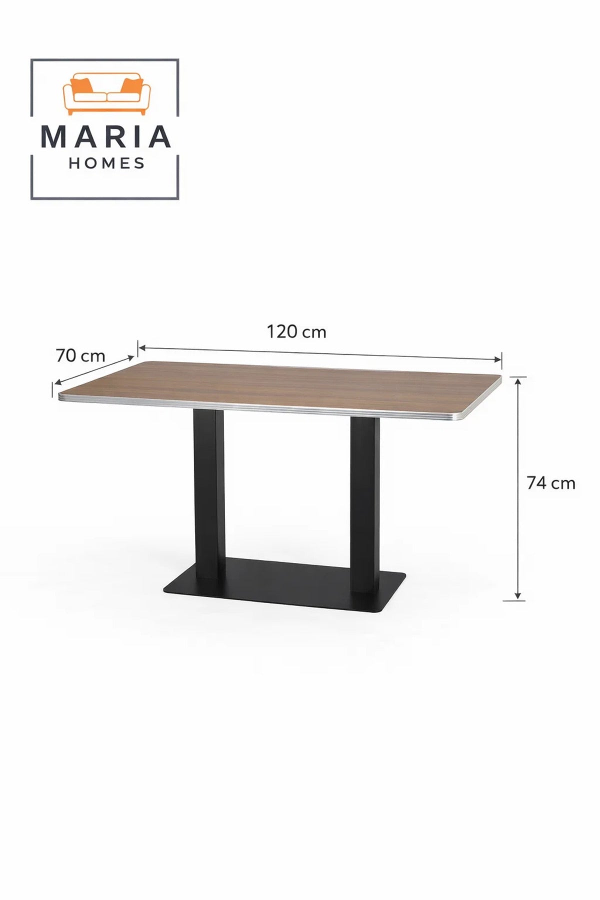 Brown Wooden Table 120_70_74 cm Ð Modern Rectangular Table with Black Metal Base