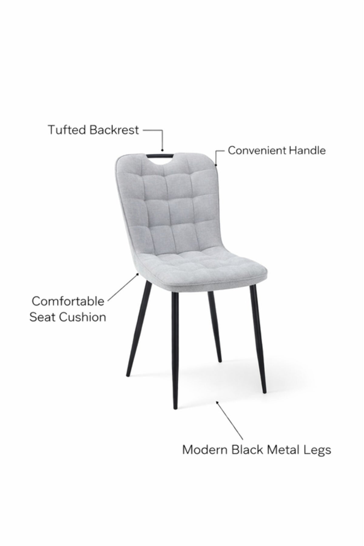 Light Grey Fabric Dining Chair 84x43x49cm Modern light grey fabric Kitchen