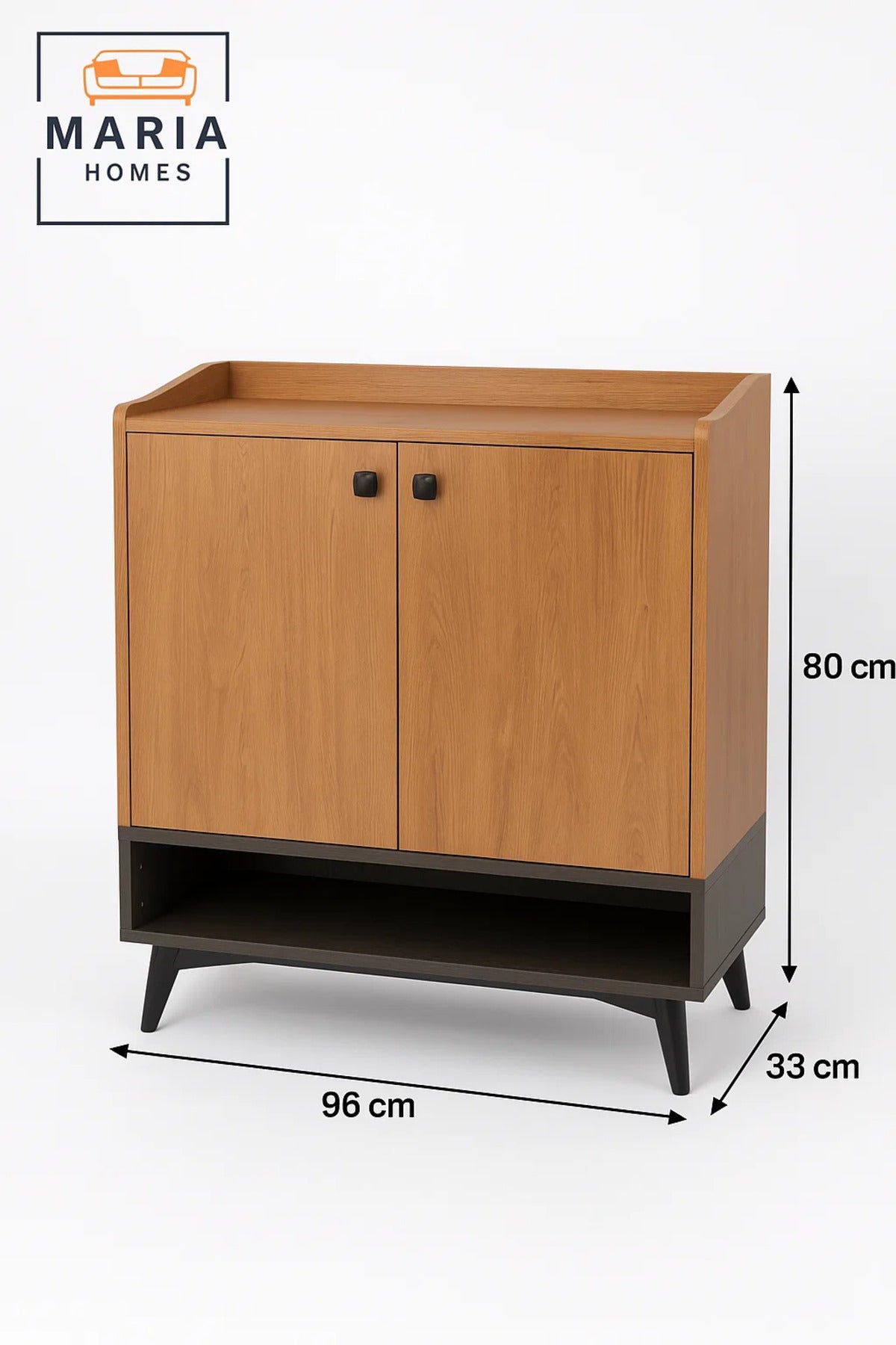 Rustic Brown Shoe Rack Cabinet with Bottom Shelf Ð Modern Wooden Storage Organizer for Entryway