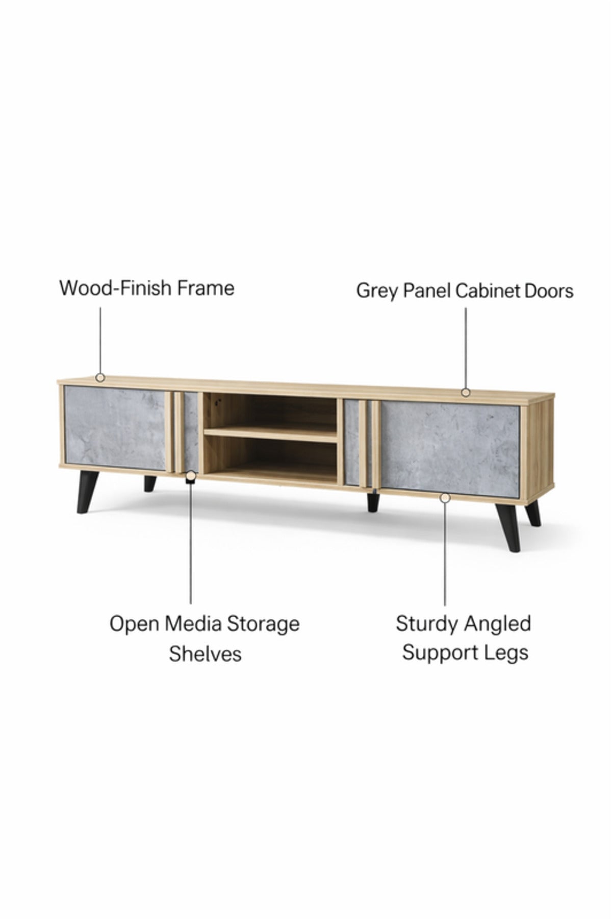 Modern Wood and Grey TV Stand with Storage 180 _ 40 _ 45 cm
