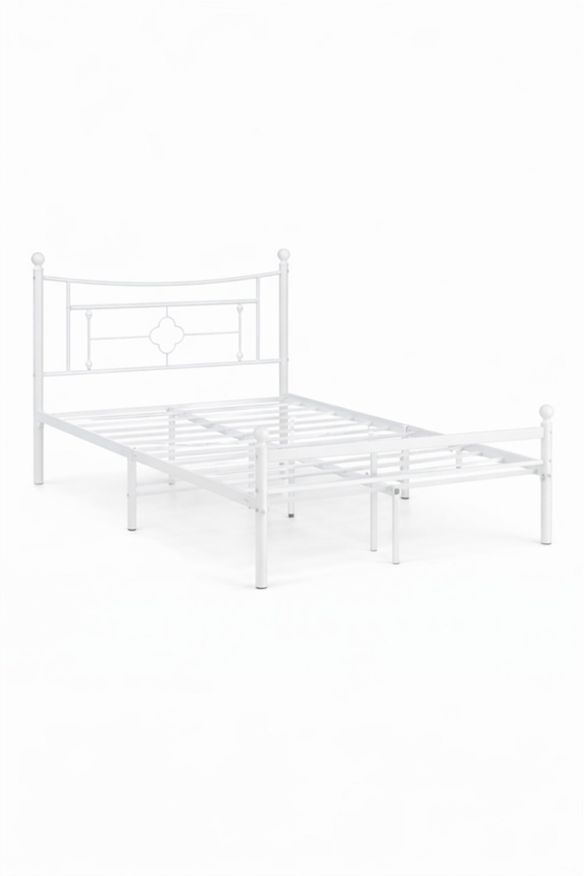 White Metal Bed Frame with Decorative Headboard white metal bed / Base