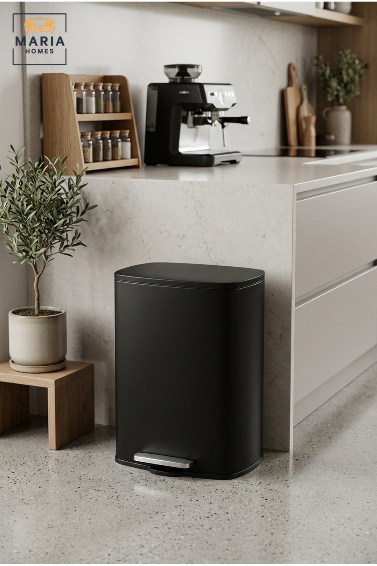 Rectangular Pedal Trash Bin with Lid, Slim Hands-Free Waste Container for Kitchen, Bathroom, Bedroom, Office, Hotel and Commercial Use