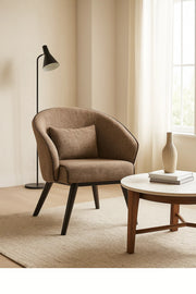 Brown Fabric Accent Chair with Cushion, Modern Armchair for Living Room, Bedroom, Office Cabin