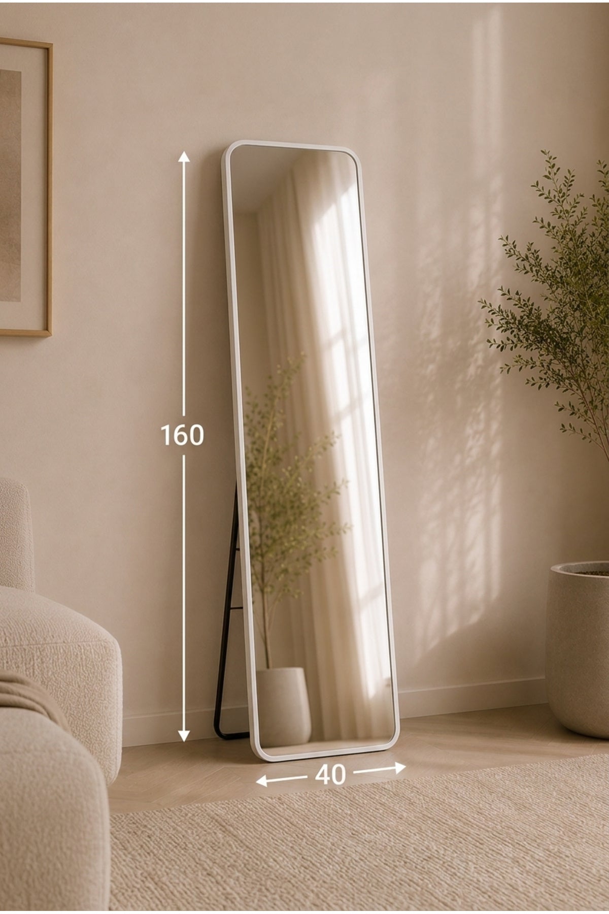 Full Length Standing Mirror with Rounded Corners √ê Modern Floor Dressing Mirror for Bedroom & Living Room