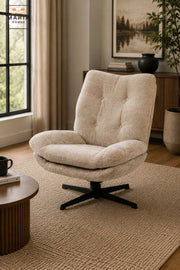 Modern Swivel Lounge Chair with Tufted High Backrest & Deep Cushioned Seat | Contemporary Accent Chair for Living Room, Bedroom, Office & Reading Area
