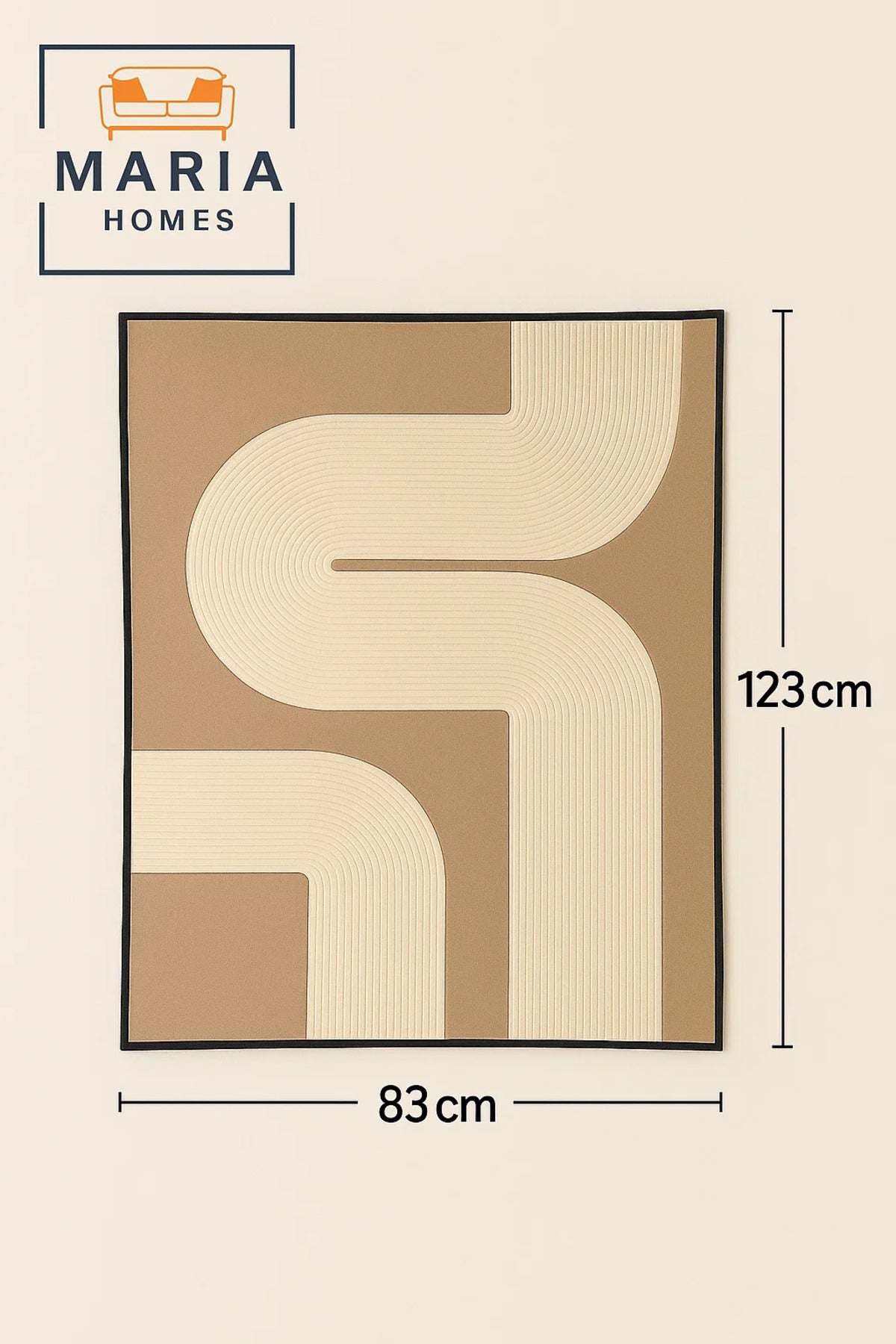 Contemporary Beige Area Rug with Cream Curved Line Design Ð 4.3*123 cm