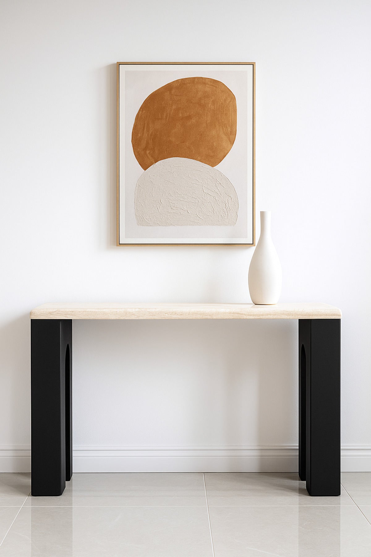 Modern Console Table with Beige Top Arched Legs Modern Entryway & Living Room Furniture 140_40_80cm