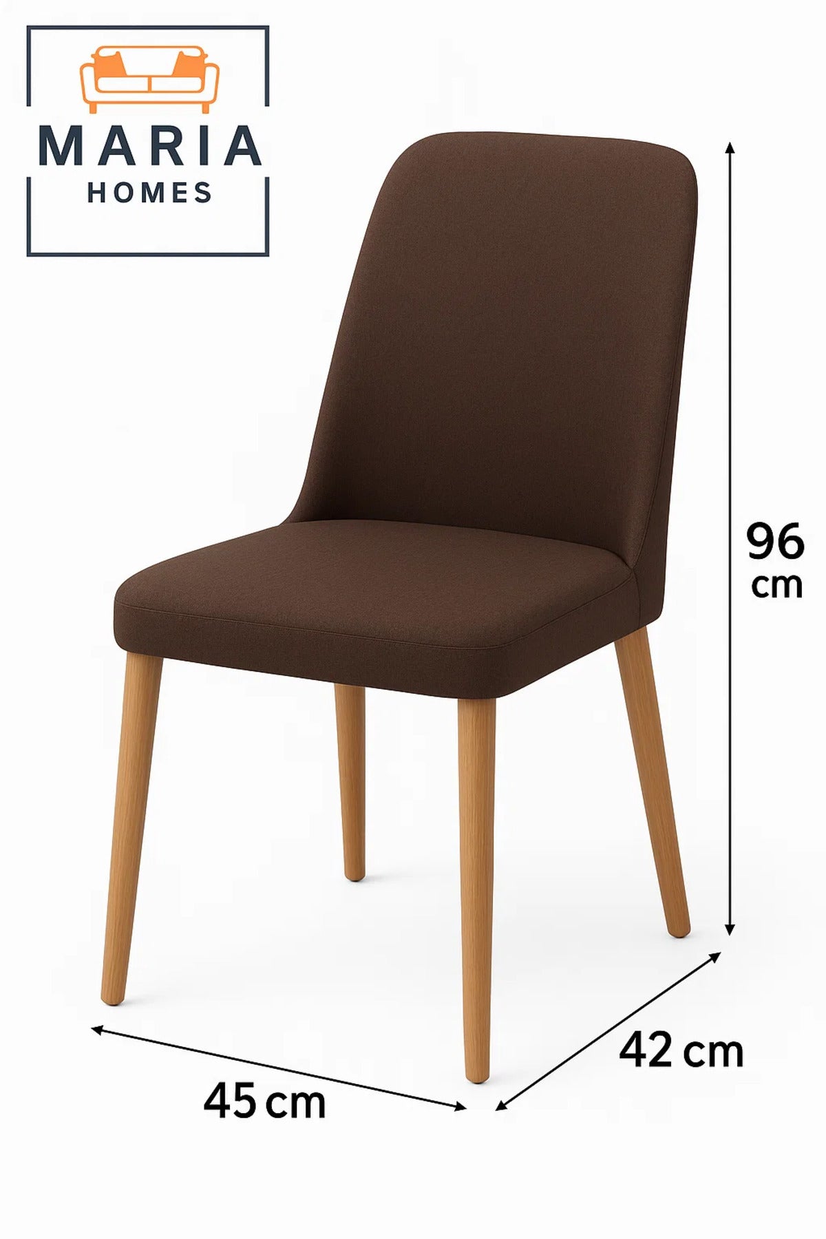 Brown Fabric Dining Chair Ð Upholstered Padded Seat with Wooden Legs for Home, Office, or CafŽ