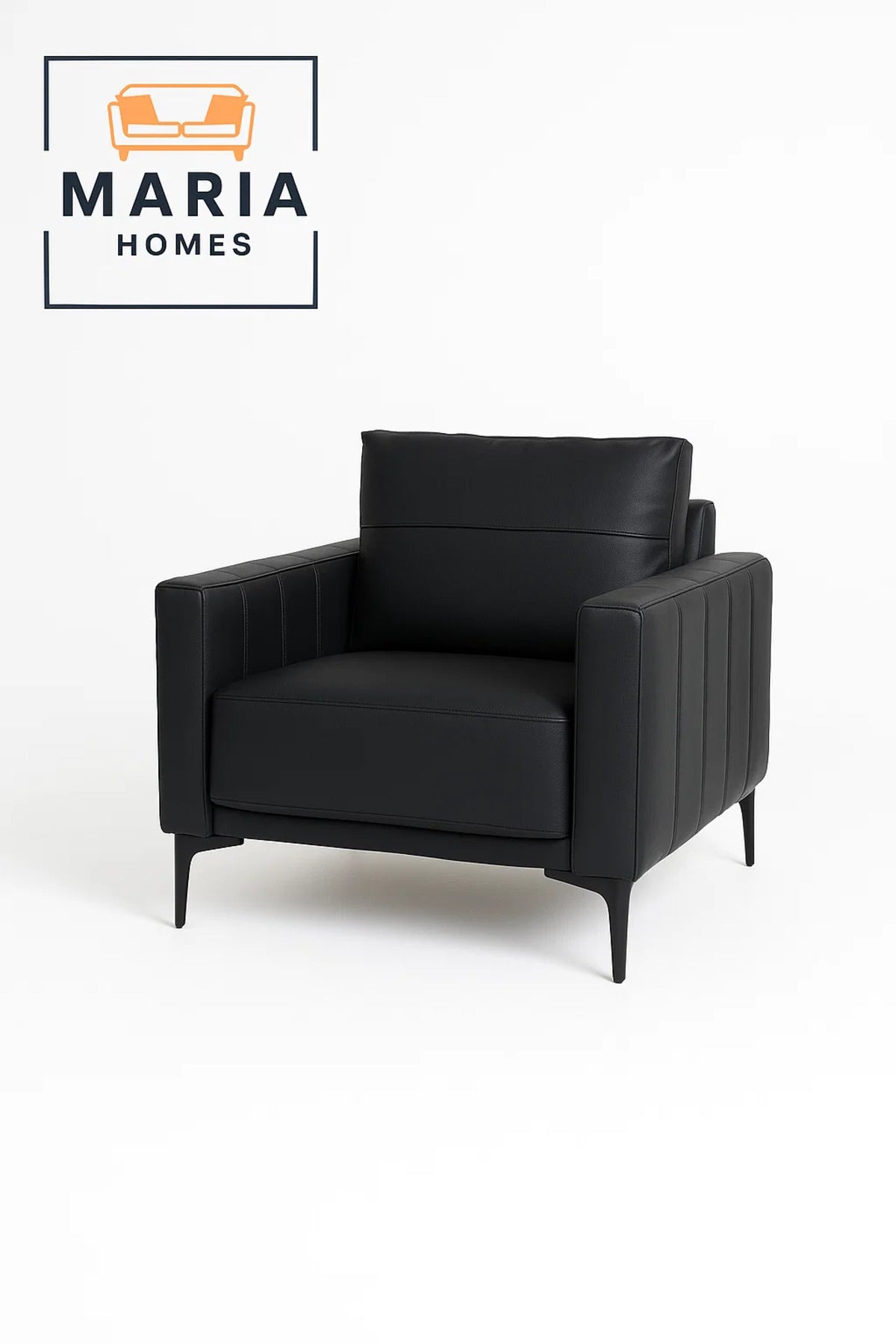 Black Faux Leather Single Sofa