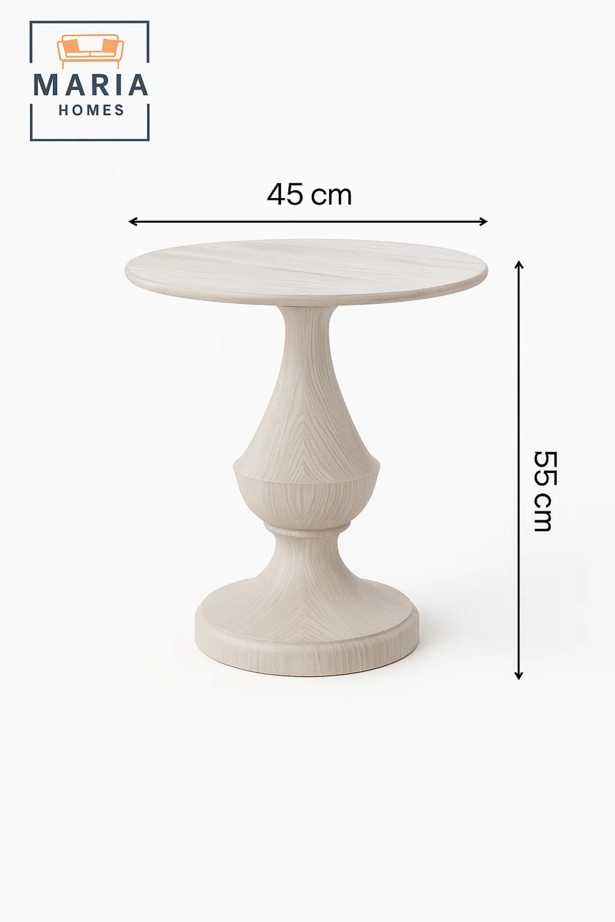 Ceramic Top Tea Table √ê Wood Style Round Side Table 45_45_55 cm