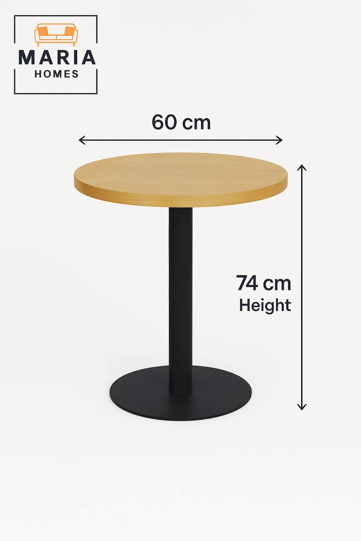 Round Black wood Pedestal CafŽ Table with Wooden Top