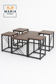 Modular Coffee Table Set Ð Industrial Metal Frame, Wood Finish