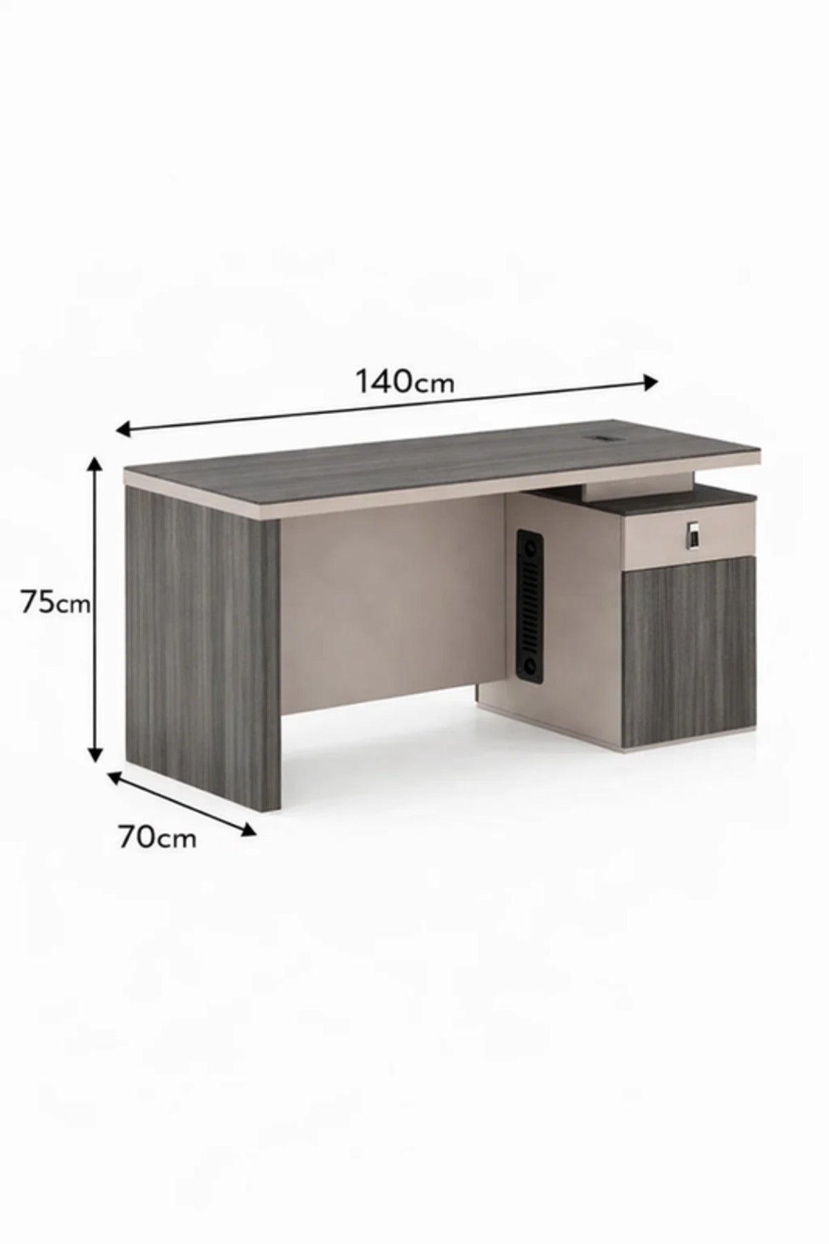 Modern DARK BEAUTY Executive Desk with Drawer & Cable Management Panel