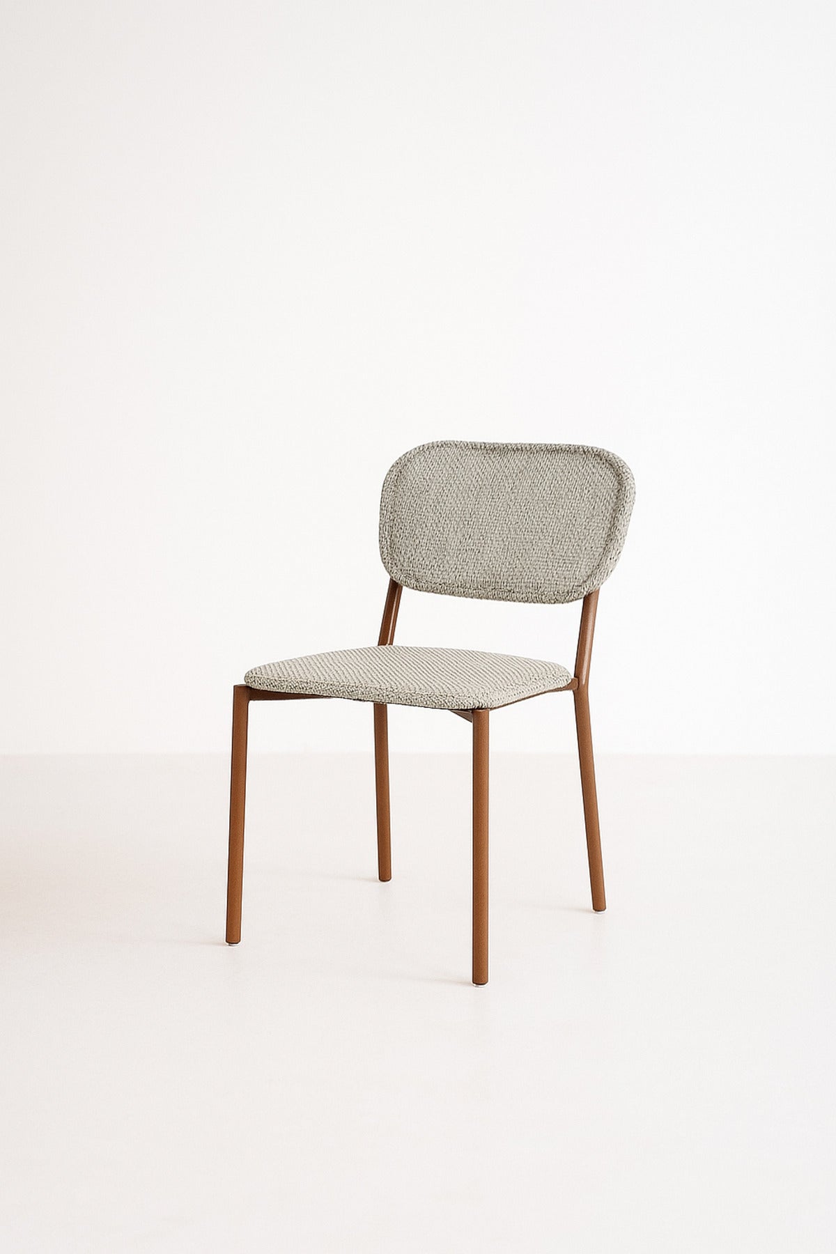 White Brown Fabric Dining Chair Ð Modern Upholstered Chair with Brown Metal Legs for Dining Room