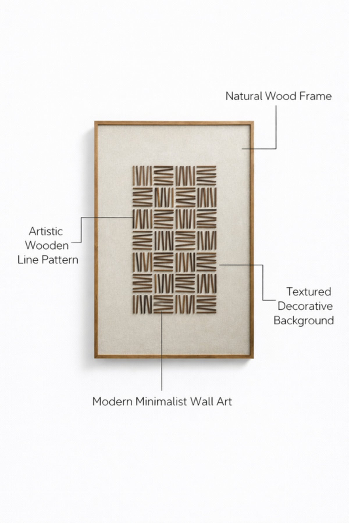 Natural Wood Geometric Wall Art with Wooden Frame Modern Decorative Panel natural wood