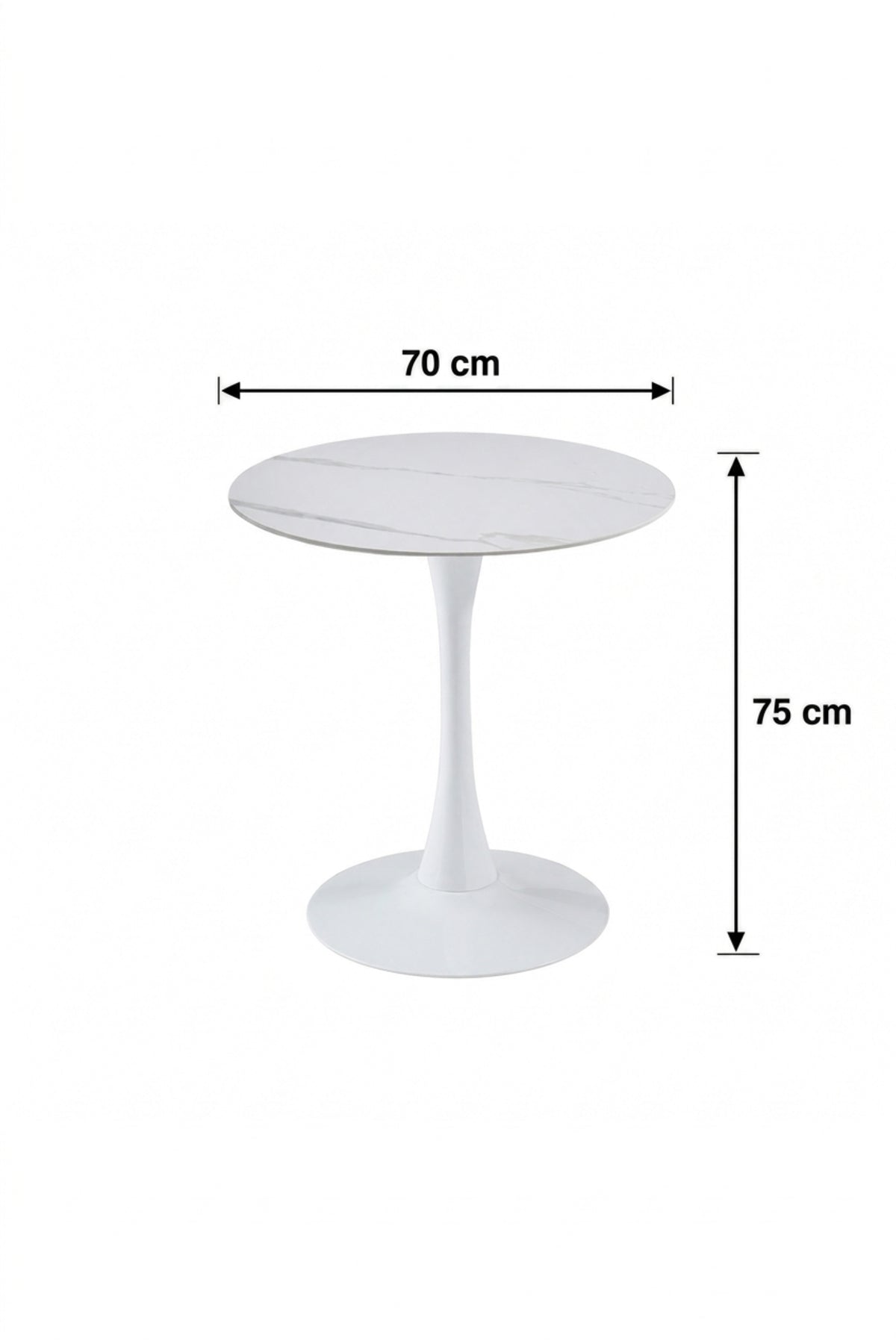 Modern Round Caf≈Ω Table with Marble-Effect Top √ê White Pedestal Bistro Table for Caf≈Ω, Coffee Shop & Restaurant