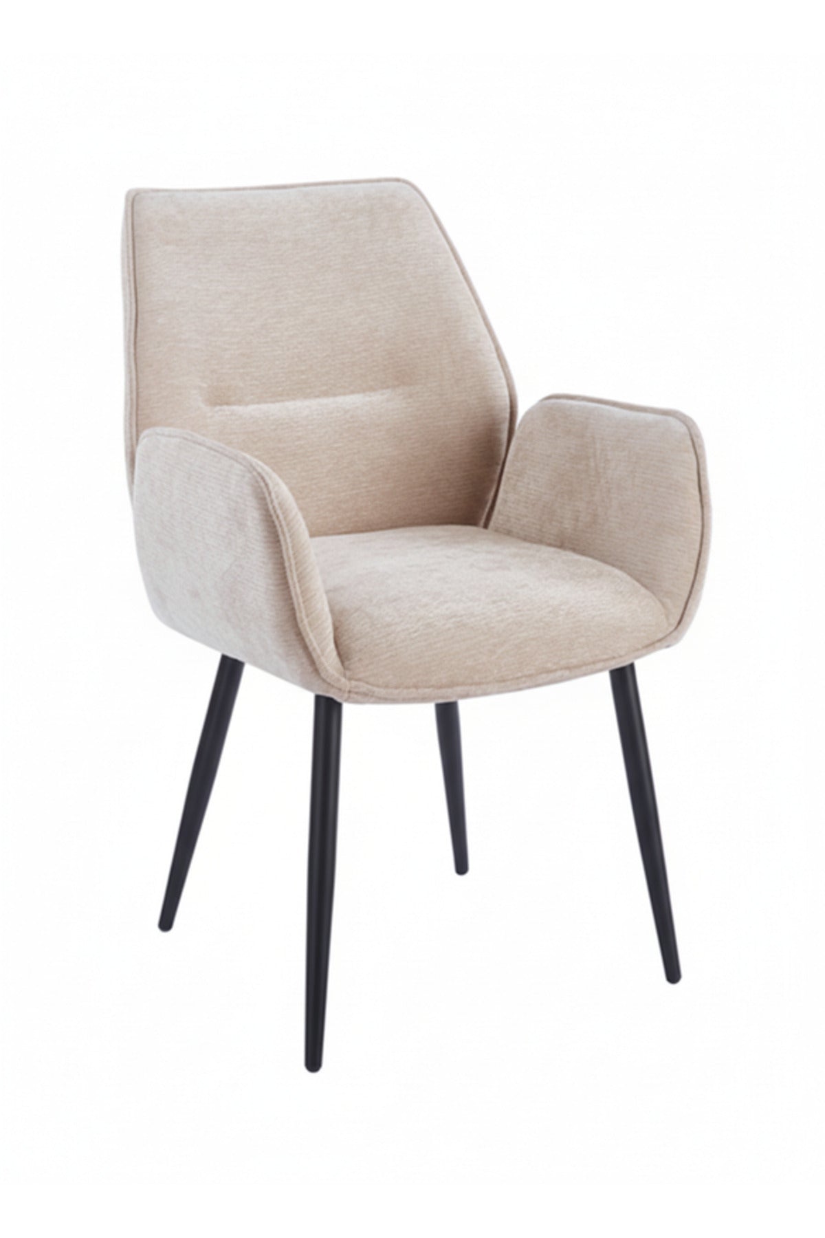 Elegant Beige Armchair with Black Metal Legs, 91x47x49 CM elegant beige armchair Dining