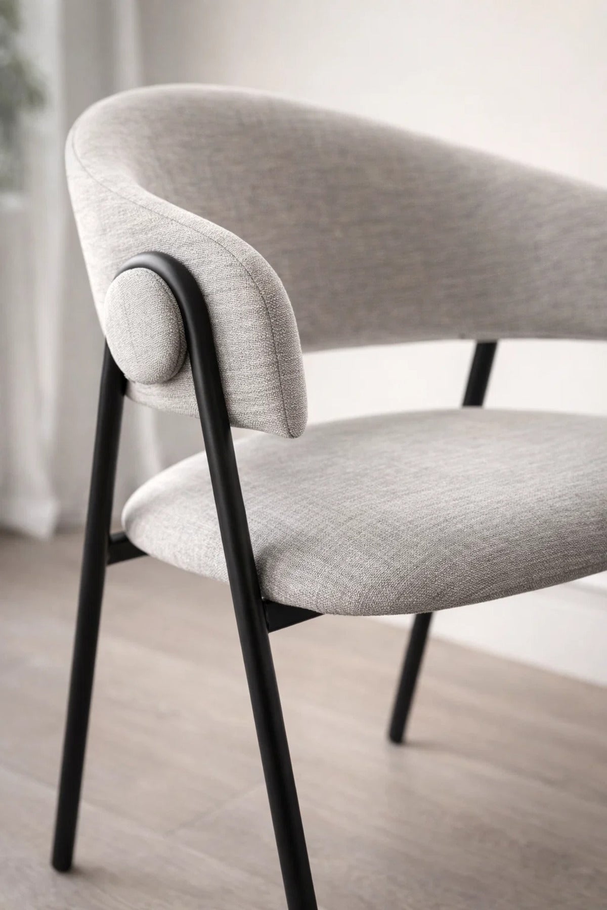 Light Grey Armchair with Black Metal Legs, 80x45x49 CM light grey armchair Kitchen