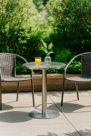 Round Stainless Steel Table Ð 60_75 cm Silver Modern CafŽ & Dining Table