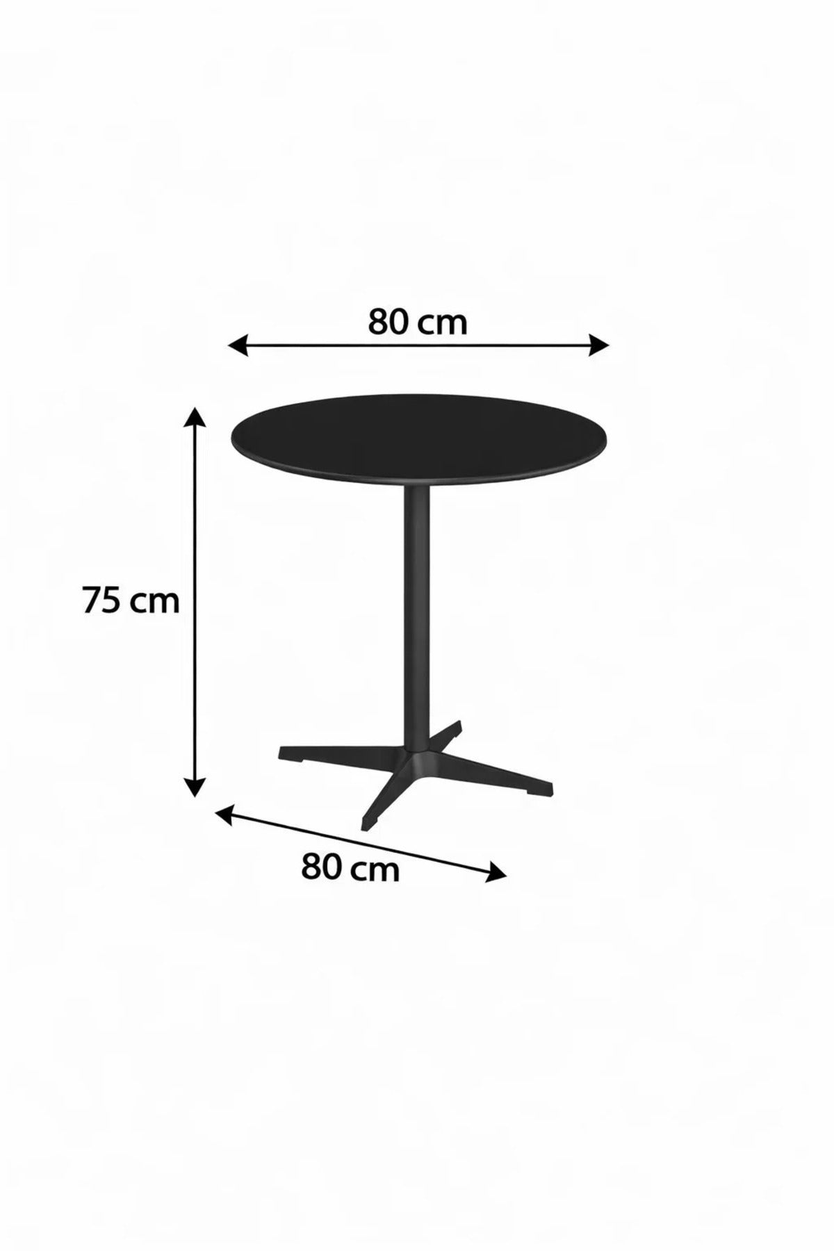 Stylish Black Round Dining Table 80cm Modern Bistro Coffee Table for Kitchen and Living Room