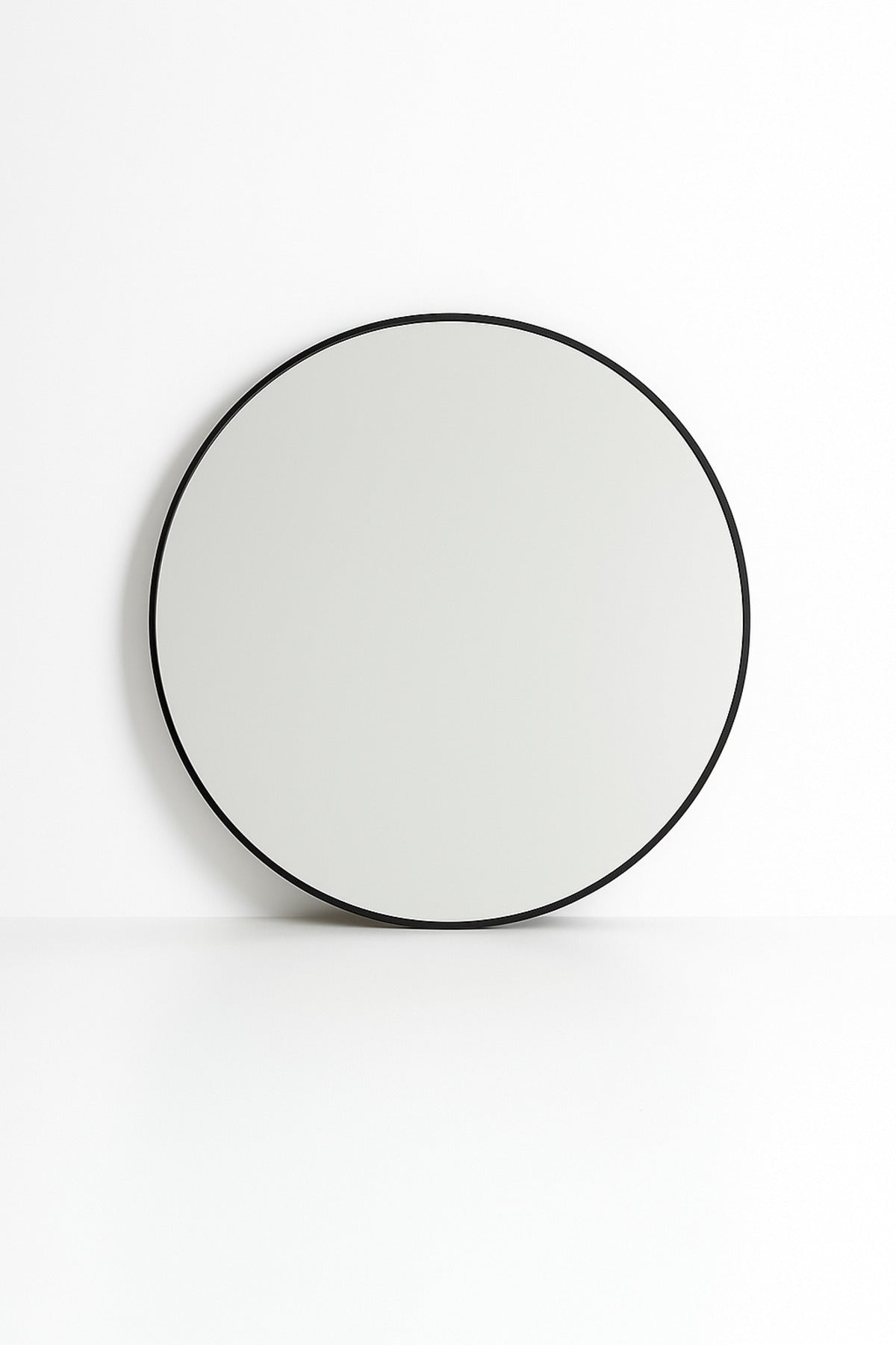 Round Wall Mirror with Black Frame Ð 100 cm Modern Decorative Mirror for Home