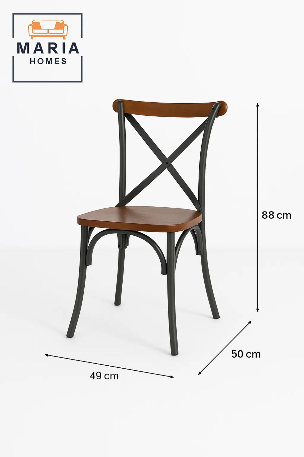 Industrial Style Cross Back Metal and Wood Chair Ð Rustic Dining or CafŽ Seating Solution