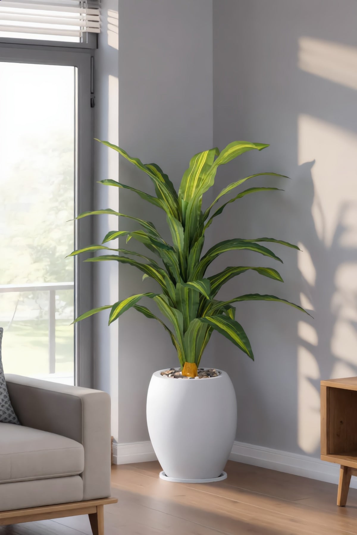 Artificial Dracaena Plant 100 CM with Modern Plastic Pot Indoor Decor