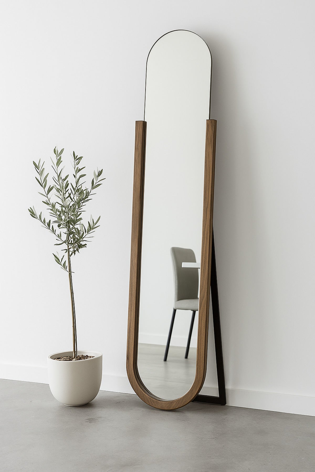 Full Length Standing Mirror 45_184 cm Ð Dark Wood Frame with Metal Stand