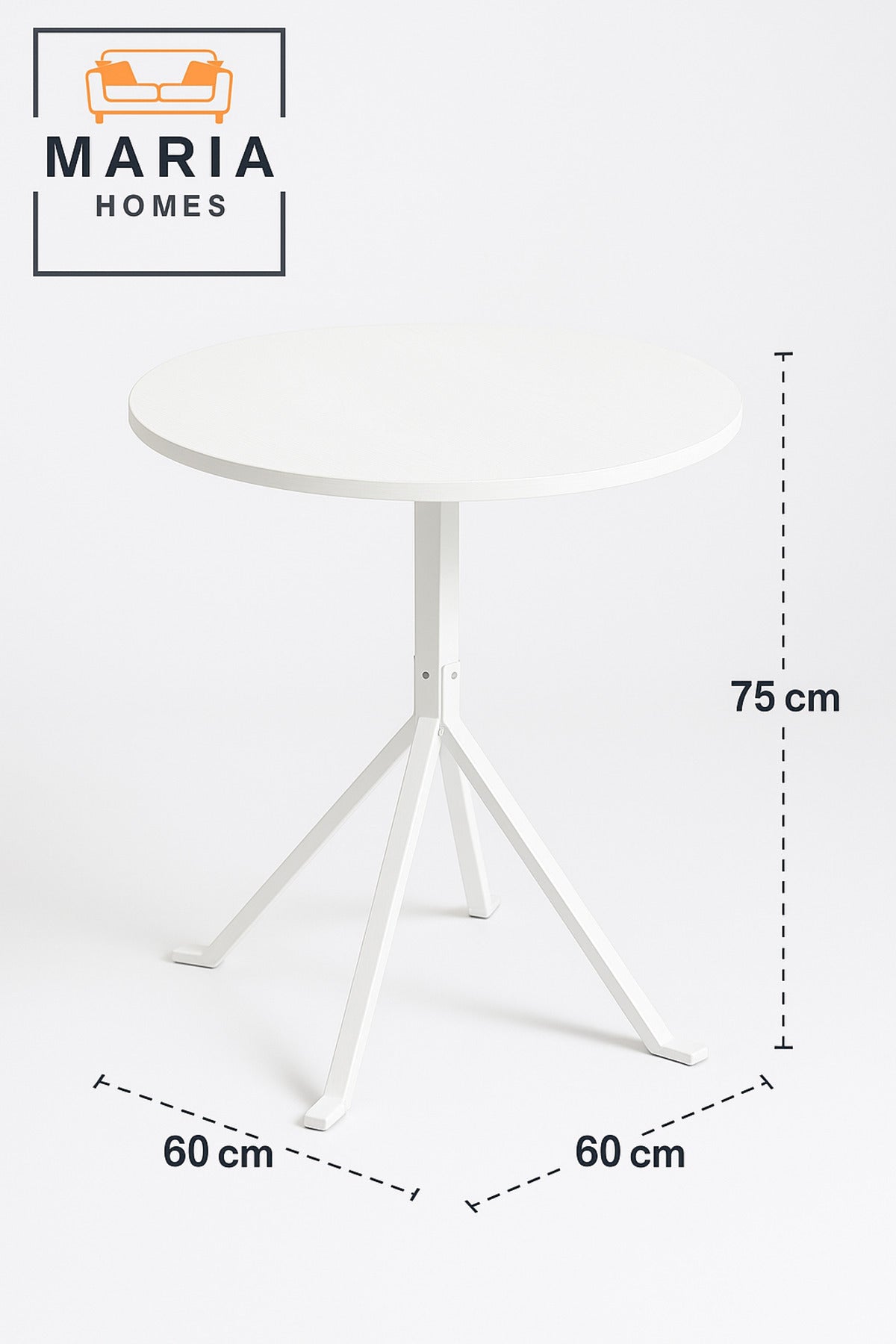 Modern White Round Metal CafŽ Table with Tripod Base