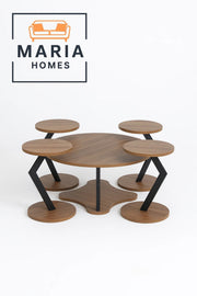 Round Coffee Table Set with Unique Zigzag Base-size 90*45 CM