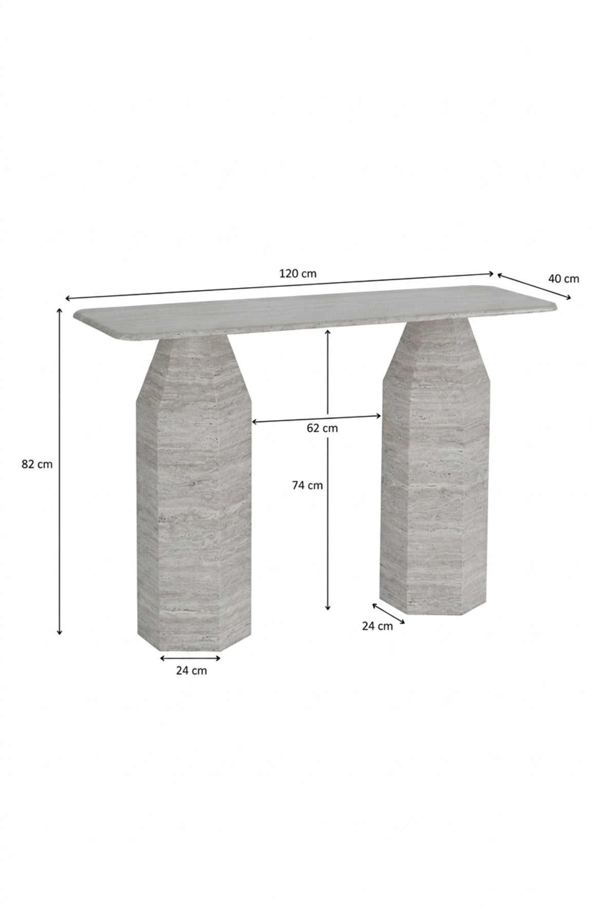 Modern Travertine Console Table √ê Luxury Stone Look Entryway & Hallway Accent Table