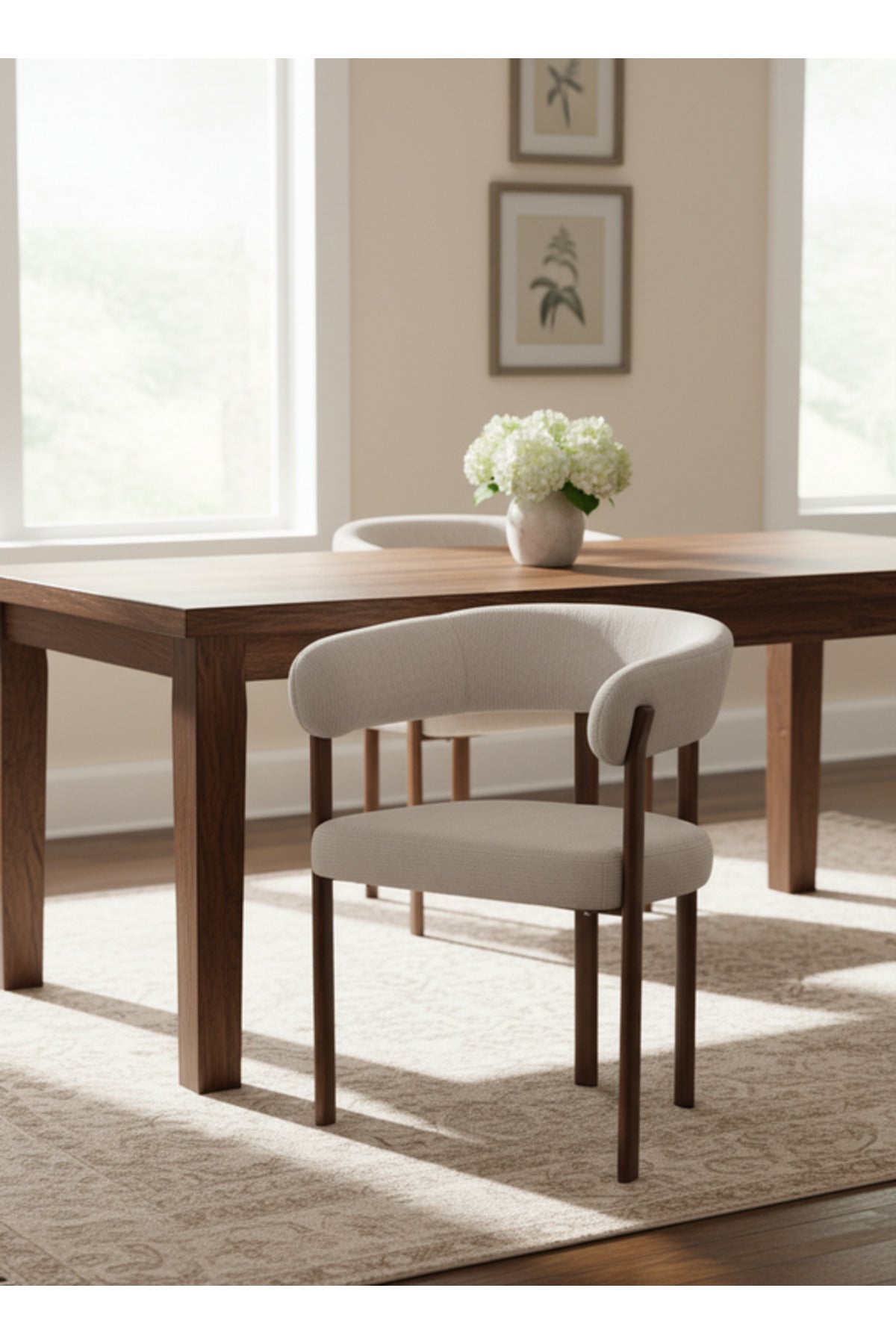 Off-White Armchair with Wooden Legs, 77x59x48 CM off white armchair Dining Room Chair