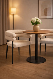 Beige BouclŽ Arm Dining Chair 76x52x49cm Modern beige bouclŽ arm Kitchen