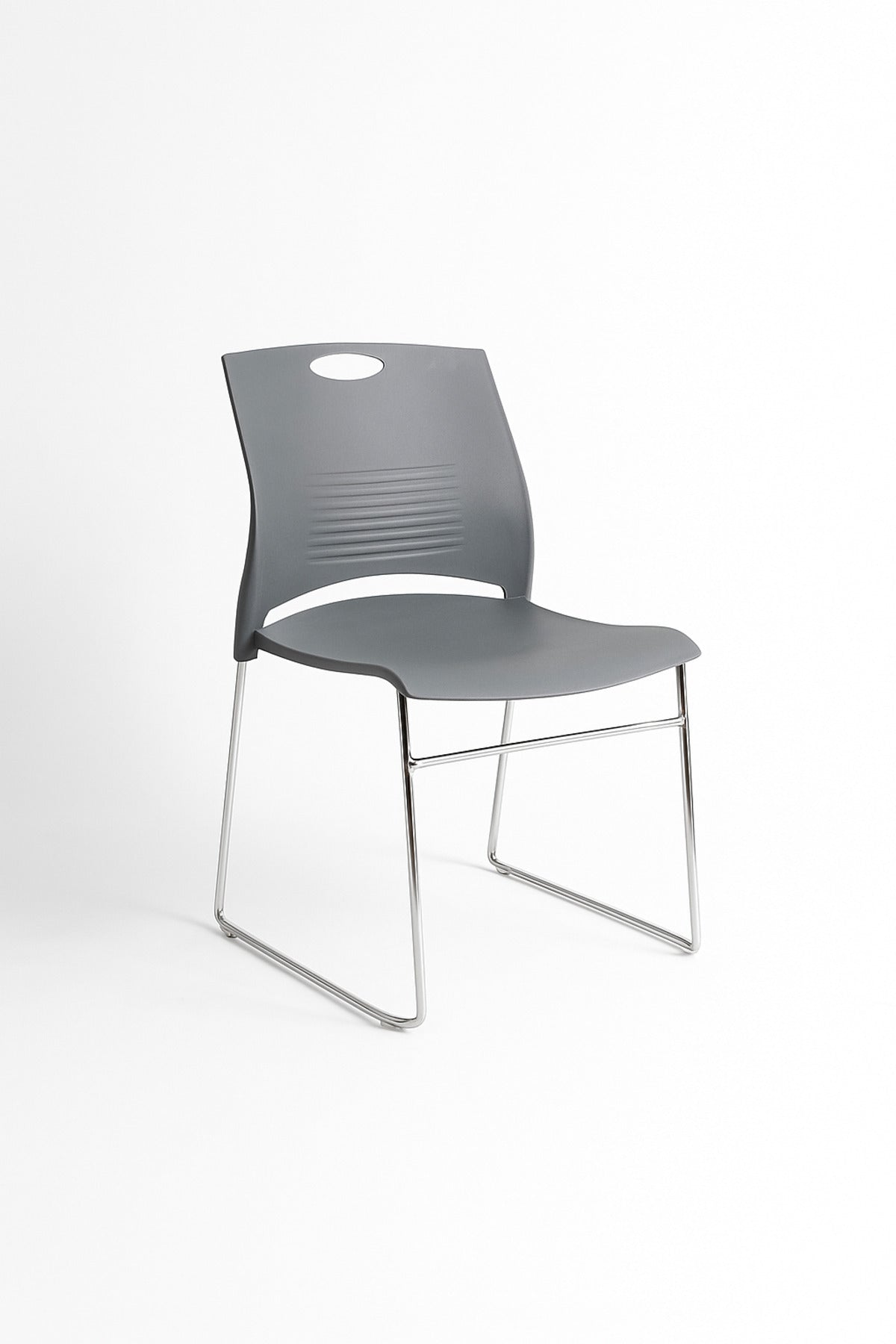 Gray Plastic Chair Ð Modern Stackable Chair with Chrome Metal Legs for Office, Conference & Home Use