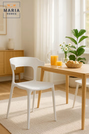 White Plastic Dining Chair √ê Modern Lightweight Armless Chair for Indoor and Outdoor Seating