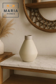 Matte Beige Ceramic Decorative Vase Ð Small Modern Accent Piece