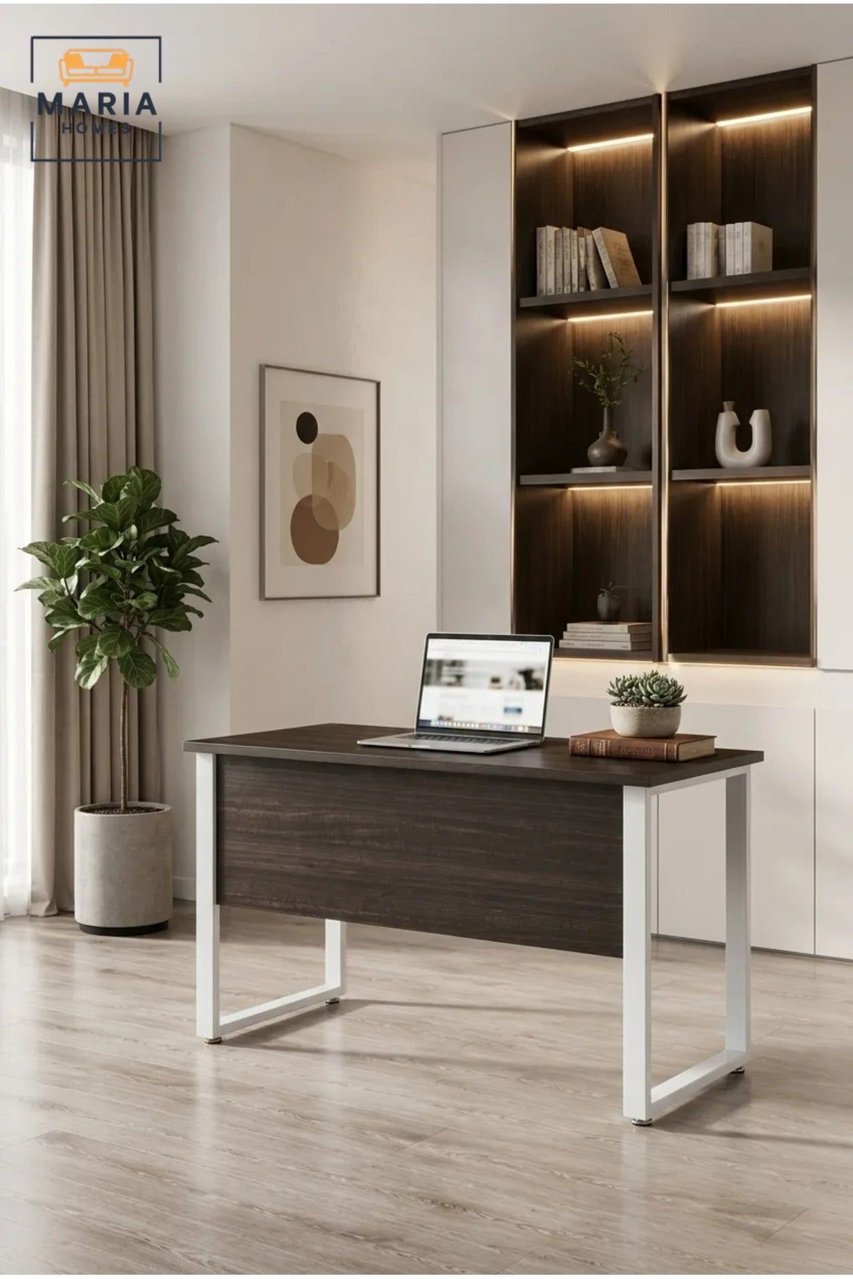 Modern Office Desk with Metal Frame √ê Executive Computer Workstation for Home & Office