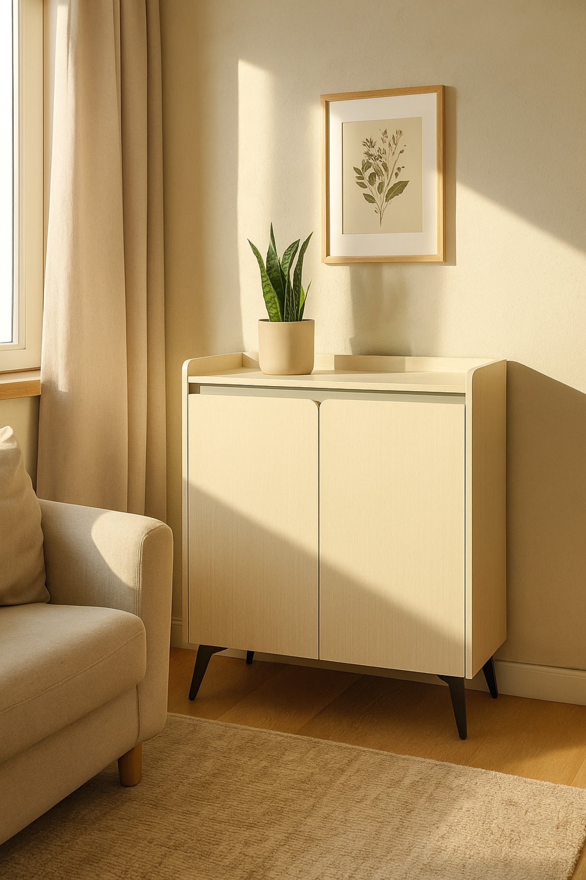 Modern Bouguer Storage Cabinet Ð 2-Door Wooden Sideboard with Metal Legs 80_32_95 cm