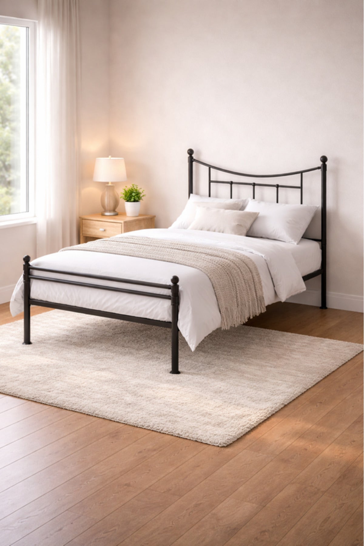 Black Metal Bed Frame with Curved Headboard black metal bed / Base