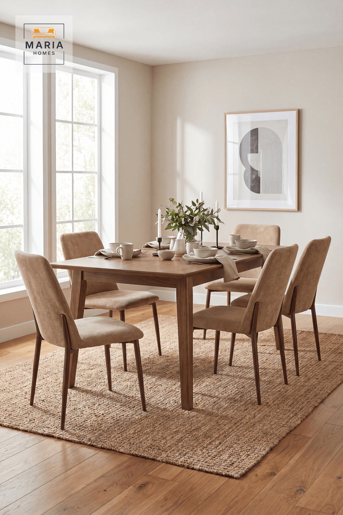 Coffee Upholstered Dining Chair with Wood Print Legs, Modern Accent Seating